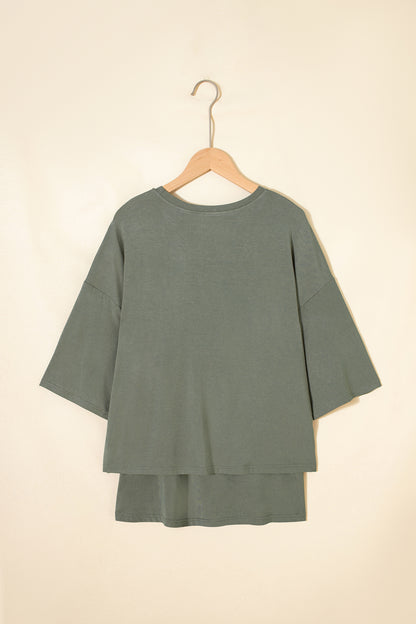 Laurel Green Solid Color Oversize Tee Tie Wrap Mini Skort 2pcs Set - Snoopy's Closet