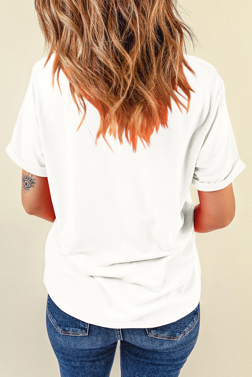 White Casual Plain Crew Neck Tee - Snoopy's Closet