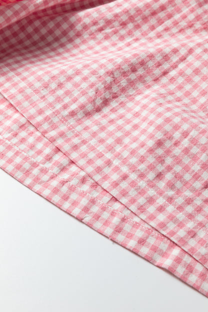 Pantalones cortos de talla grande con estampado de cuadros y ribete rosa en contraste