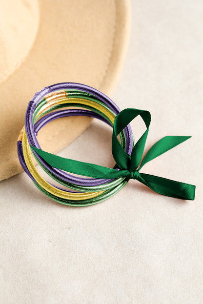 Green 5pcs Glitter Jelly Bow Knot Ribbon Bracelet Set - Snoopy's Closet