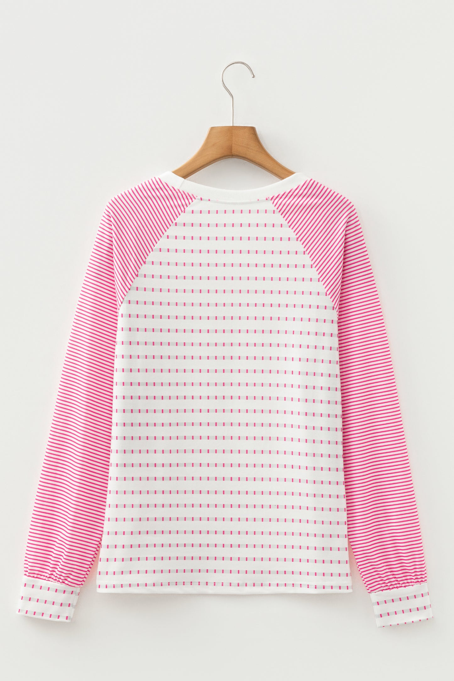 Rose Stripe Raglan Patchwork Long Sleeve Tee - Snoopy's Closet