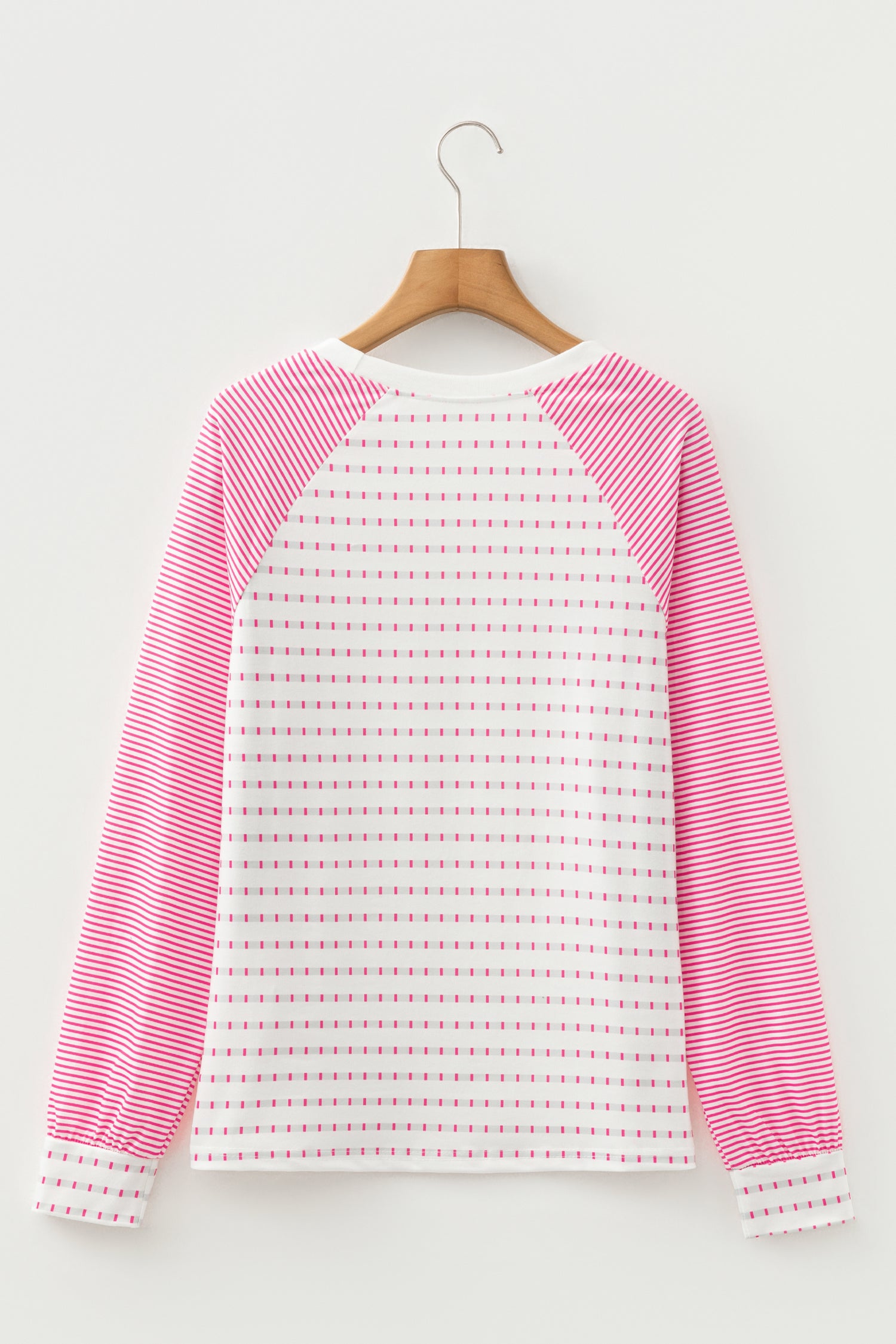 Rose Stripe Raglan Patchwork Long Sleeve Tee - Snoopy's Closet