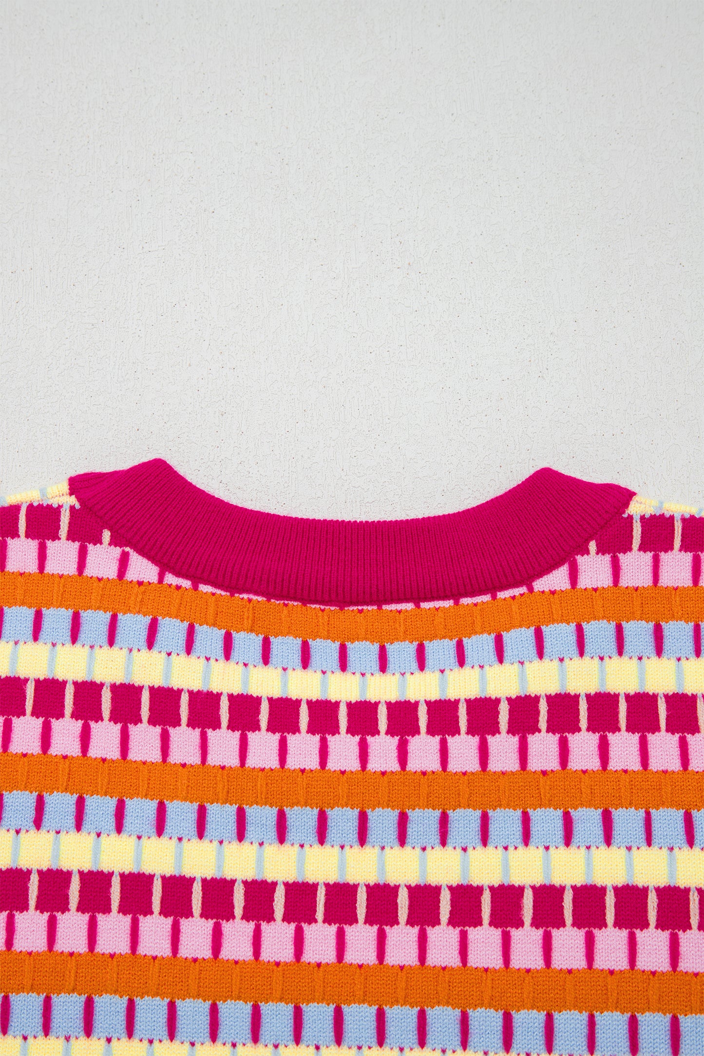 Orange Abstract Striped Knit Short Sleeve Sweater - Snoopy's Closet