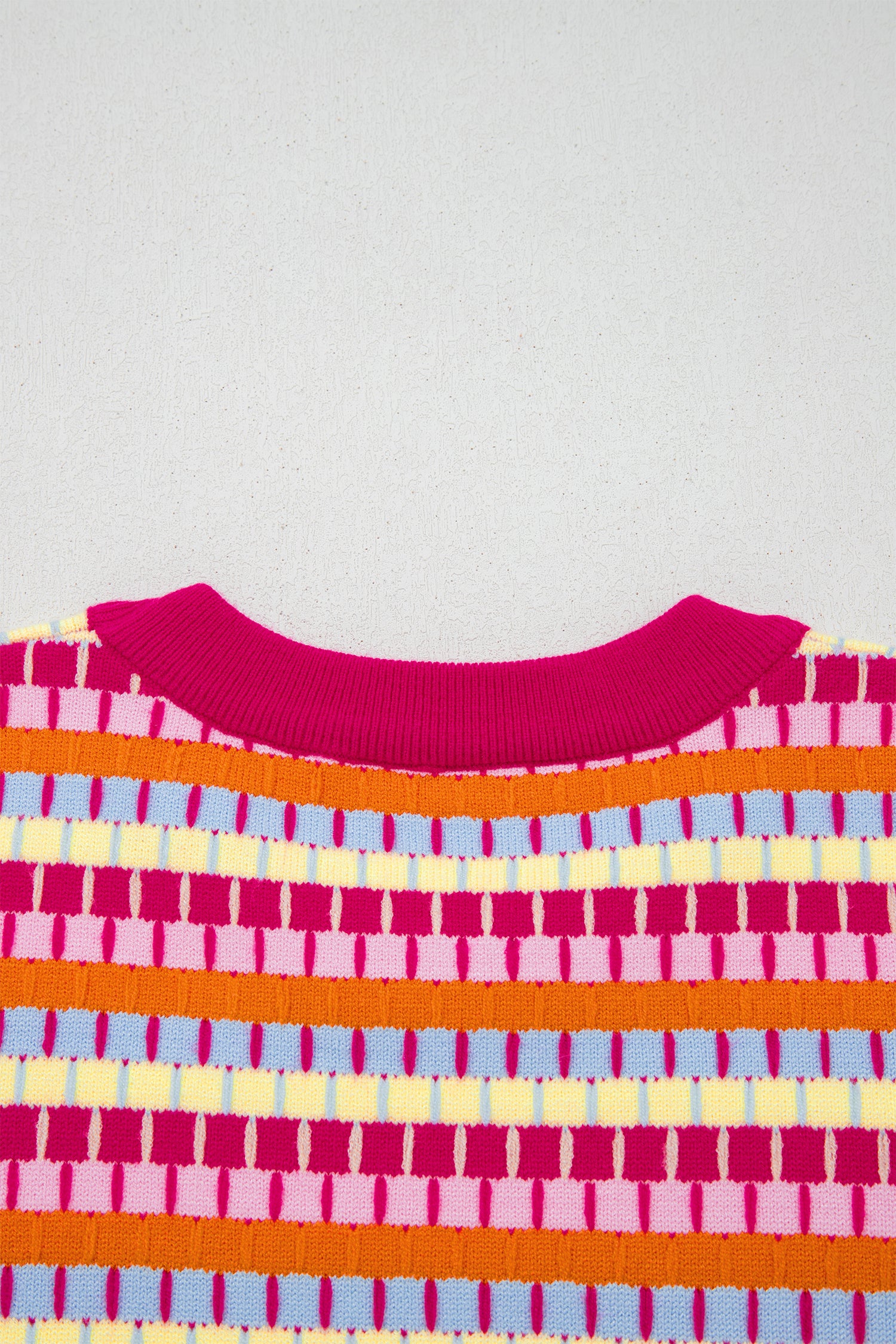 Orange Abstract Striped Knit Short Sleeve Sweater - Snoopy's Closet