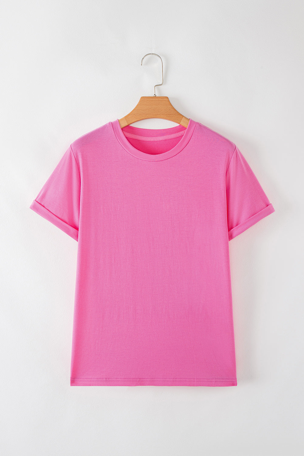 Sachet Pink Bright Casual Plain Crew Neck Tee - Snoopy's Closet