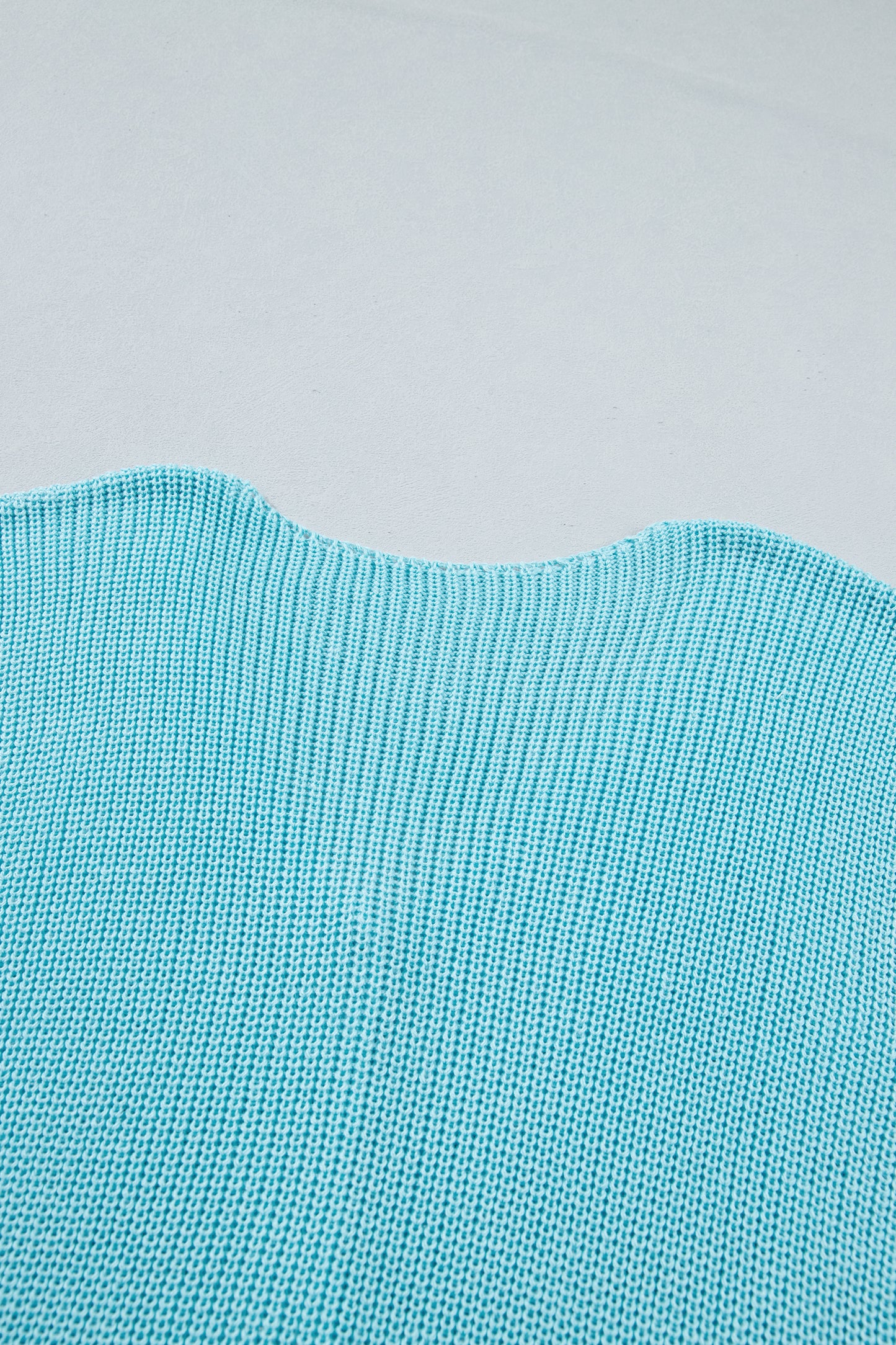 Mist Blue Solid Color Knit V Neck Button Front Sweater Vest