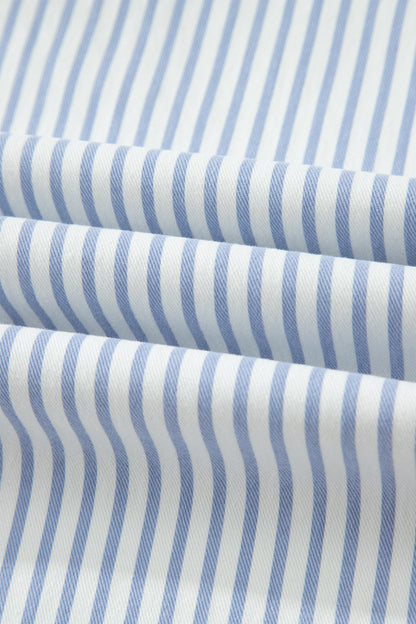 Vaqueros Barrel Informales de Rayas Azul Cielo
