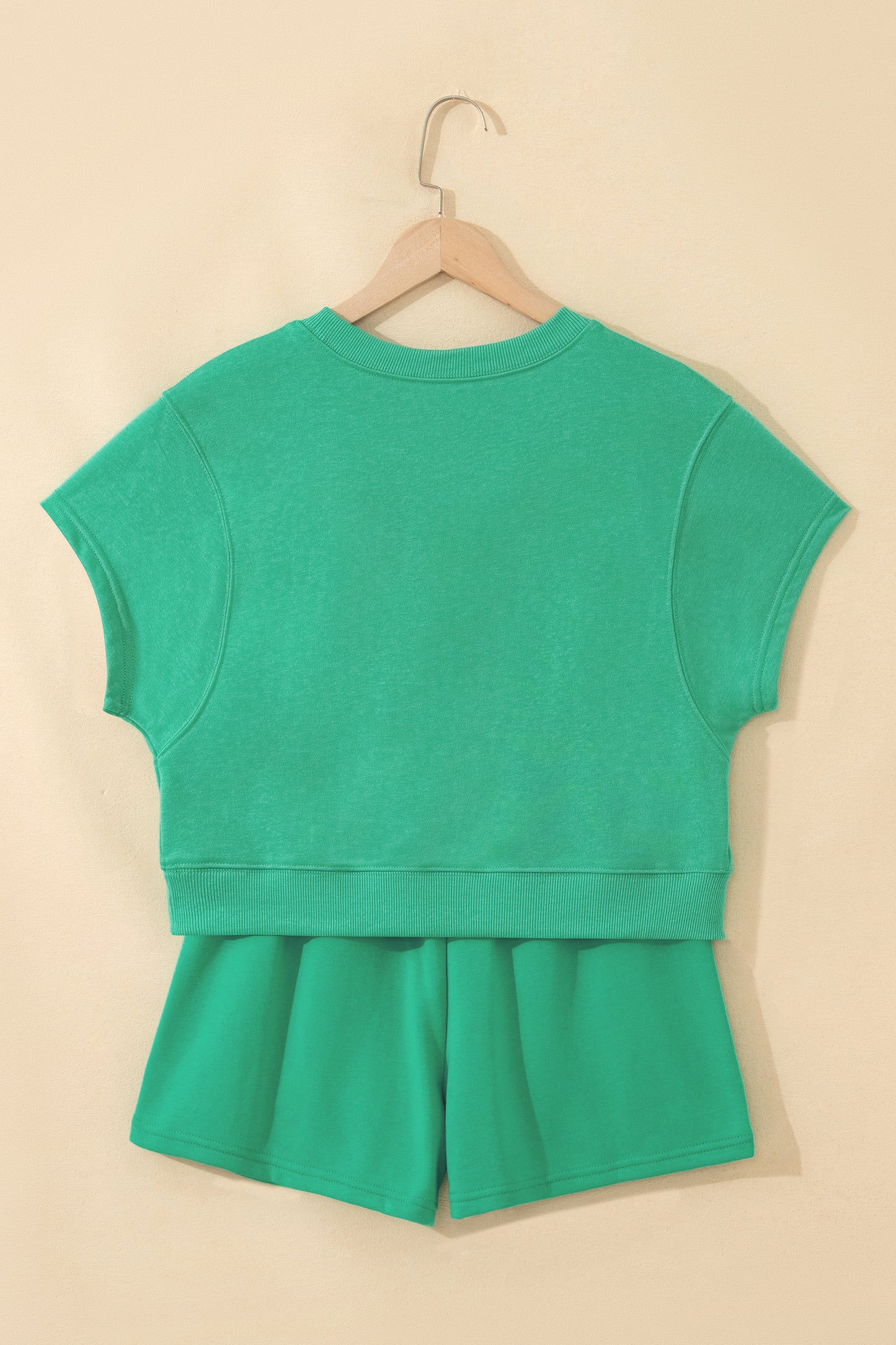Conjunto de 2 piezas de camiseta holgada y pantalones cortos con cordón en verde mar liso