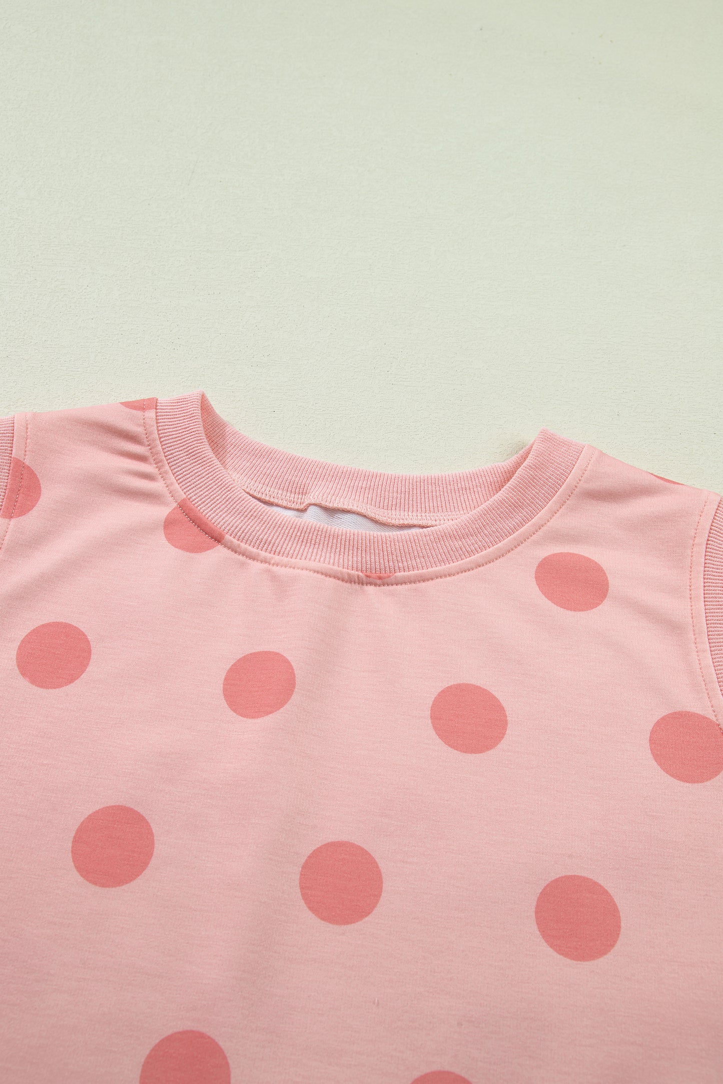 Pink Ribbed Trim Polka Dot Print Tank Split Mini Skort 2pcs Set - Snoopy's Closet