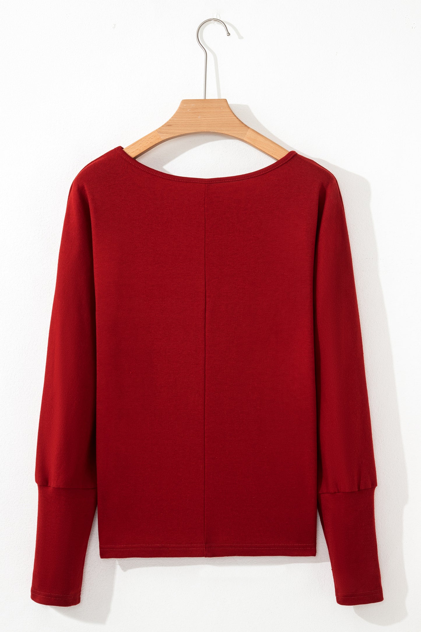 Red Dahlia Solid Color Extended Cuffs Long Sleeve Top - Snoopy's Closet
