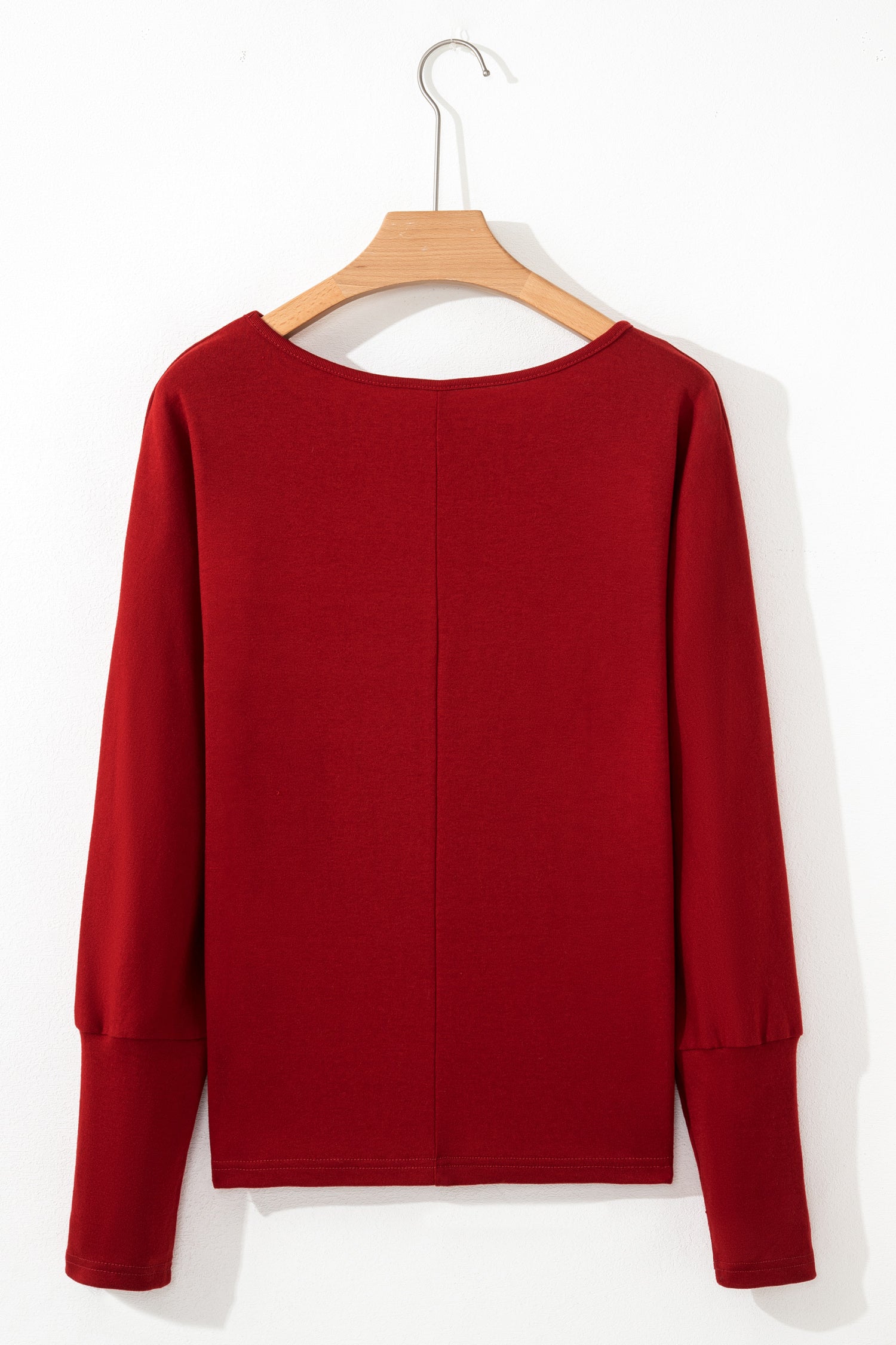 Red Dahlia Solid Color Extended Cuffs Long Sleeve Top - Snoopy's Closet