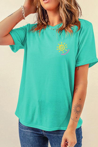 Camiseta de vacaciones estampada a doble cara MINT GREEN LAKE DAYS