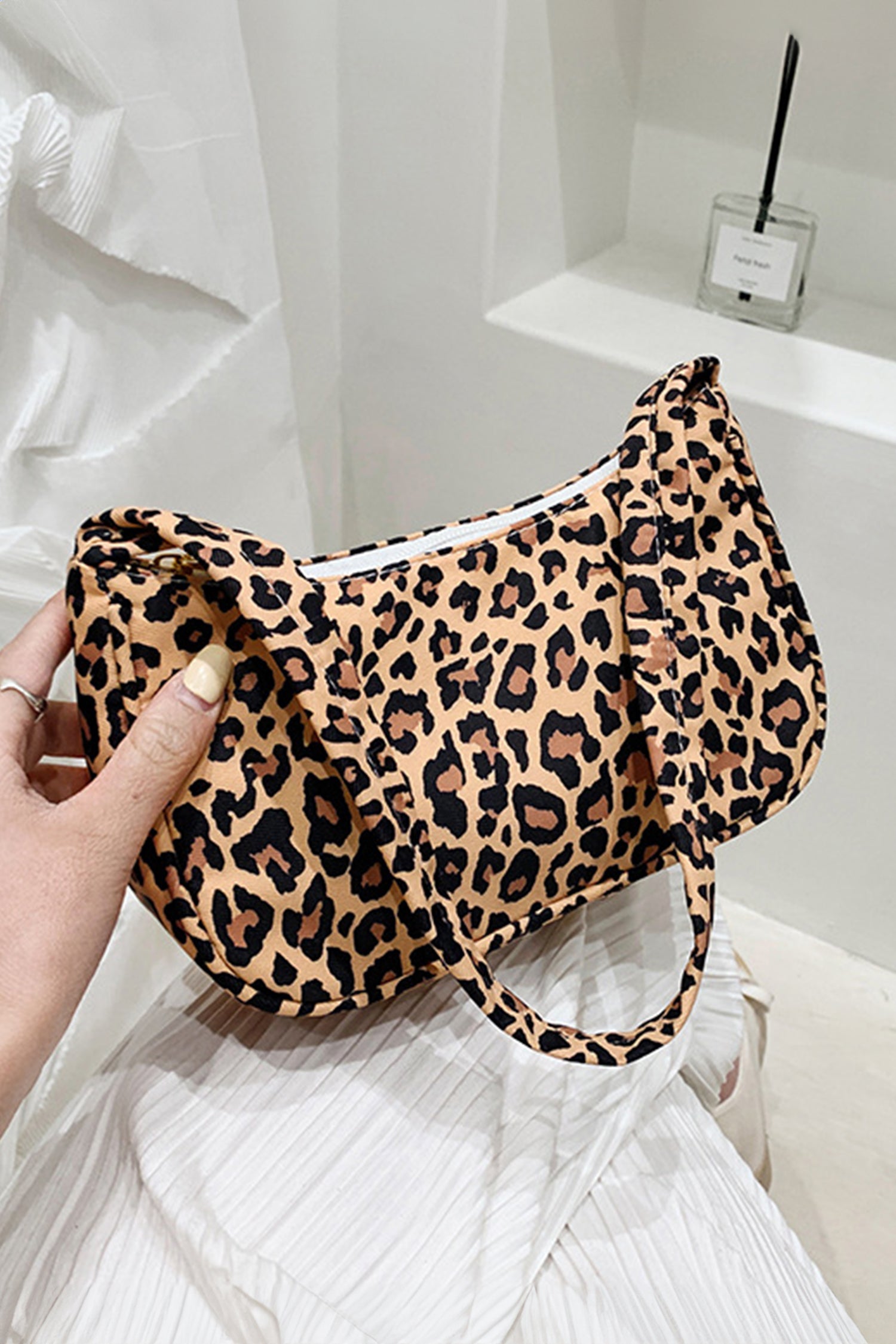 Coffee Leopard Printed Minimalist Shoulder Bag - Snoopy's Closet