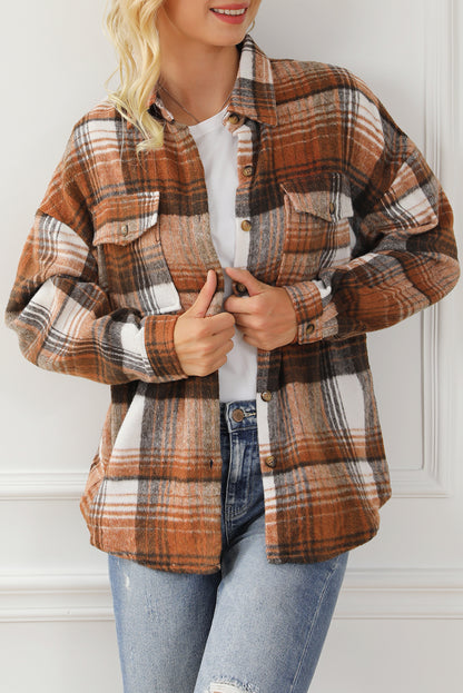 Sobrecamisa de Cuadros Marrones con Bolsillos de Solapa
