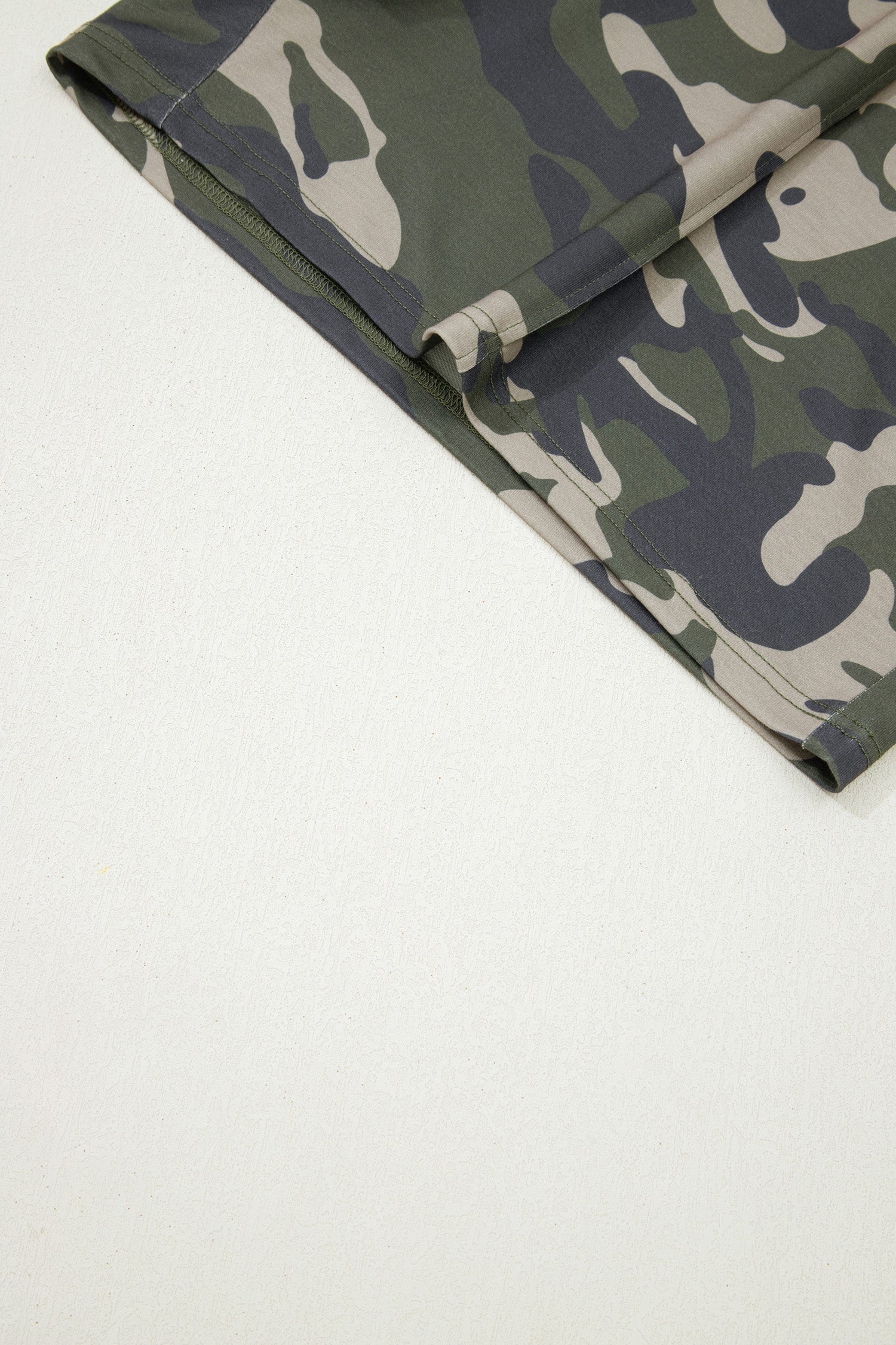 Green Tie Elastic Waist Pocketed Plus Size Camo Shorts - Snoopy's Closet