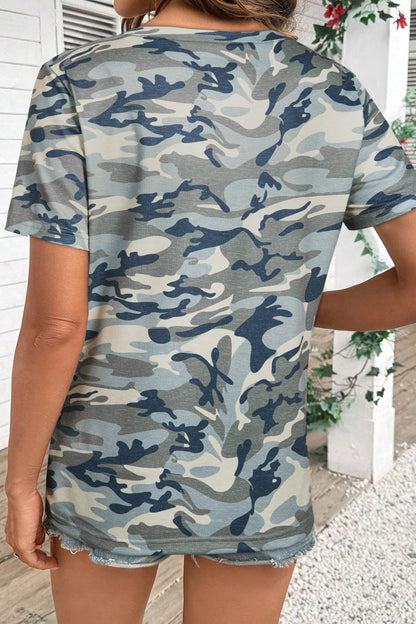 Green Camouflage KENTUCKY Crew Neck Summer Top - Snoopy's Closet