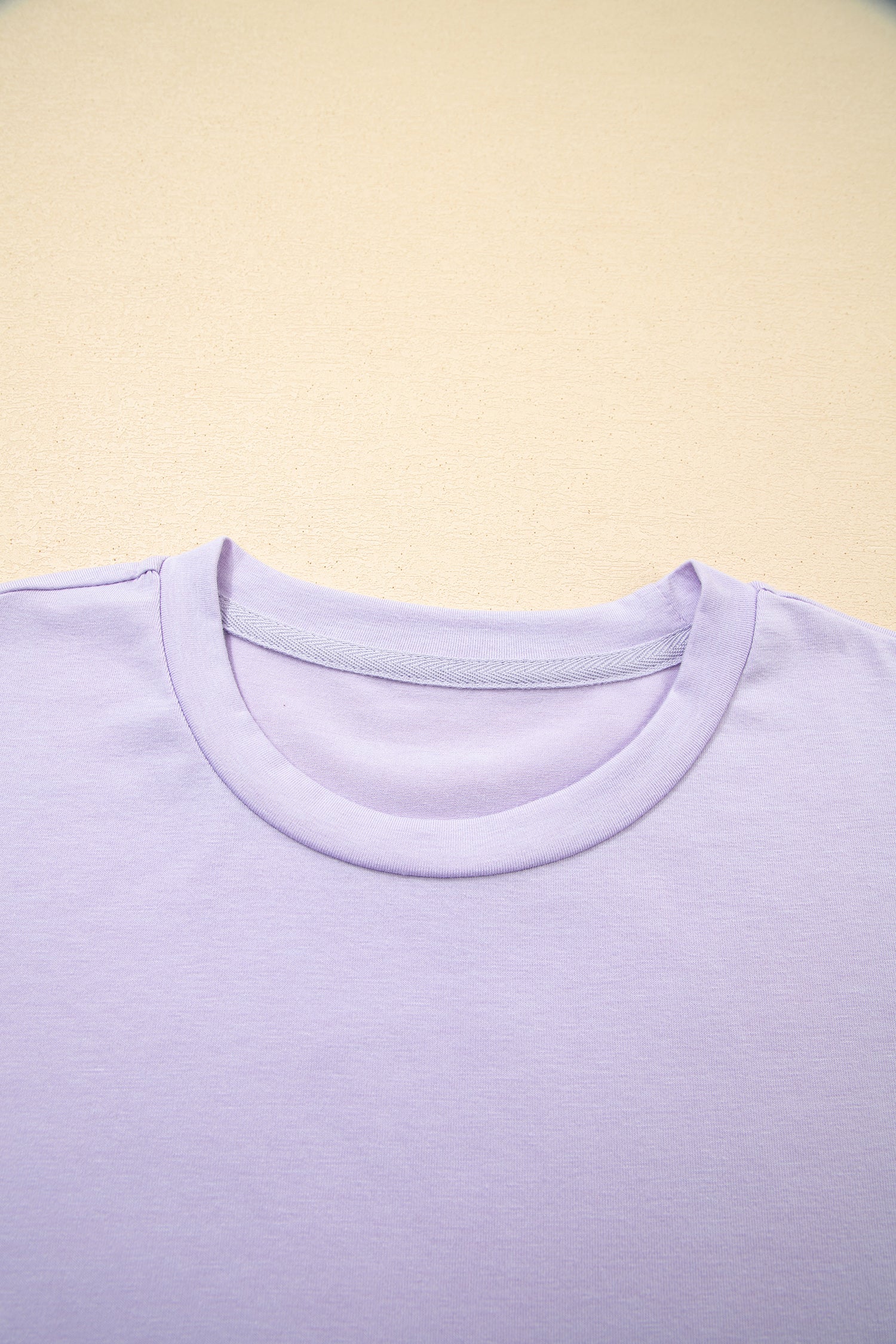 Orchid Petal Casual Plain Crew Neck Tee - Snoopy's Closet