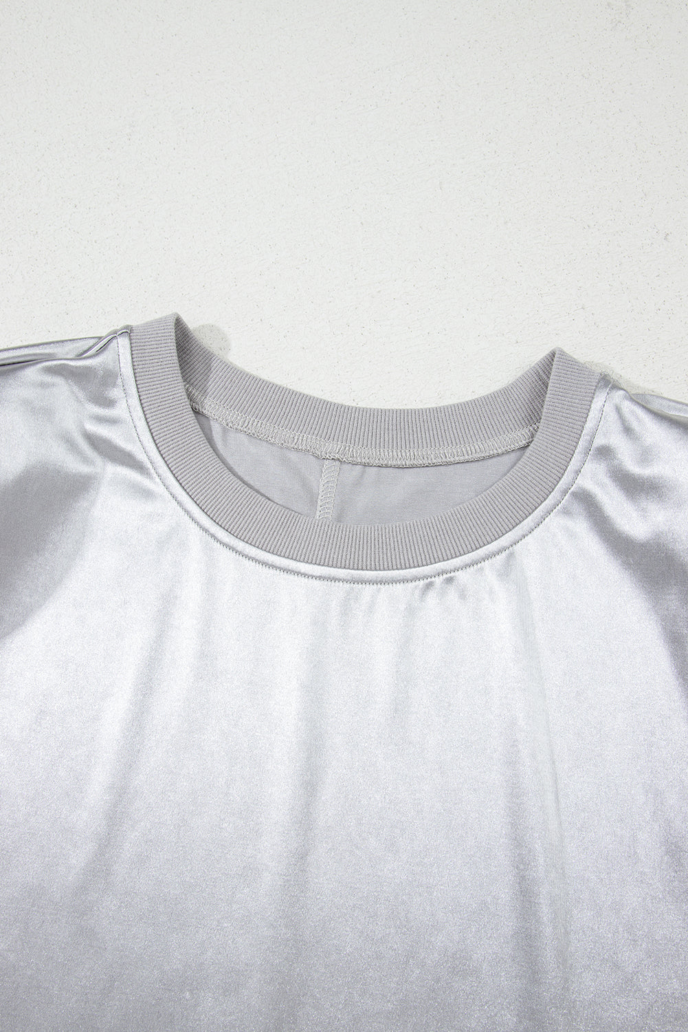 Silvery Metallic Luster Crew Neck Shift Tank Top - Snoopy's Closet