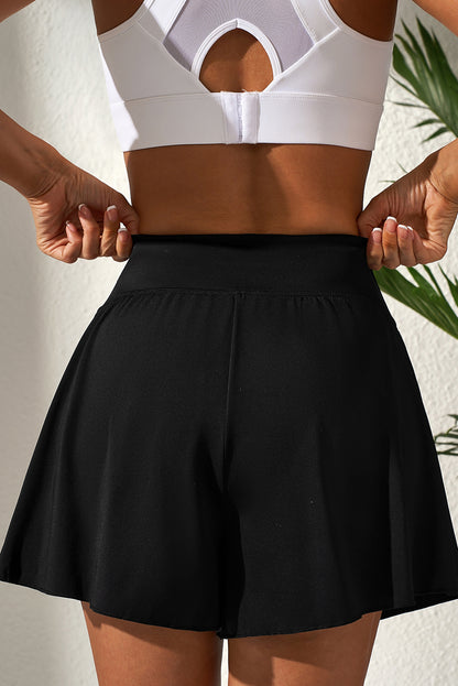Black Solid Color High Waist Wide Leg Swim Bottom - Snoopy's Closet