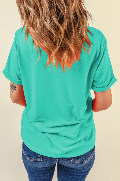 Mint Green Casual Plain Crew Neck Tee - Snoopy's Closet