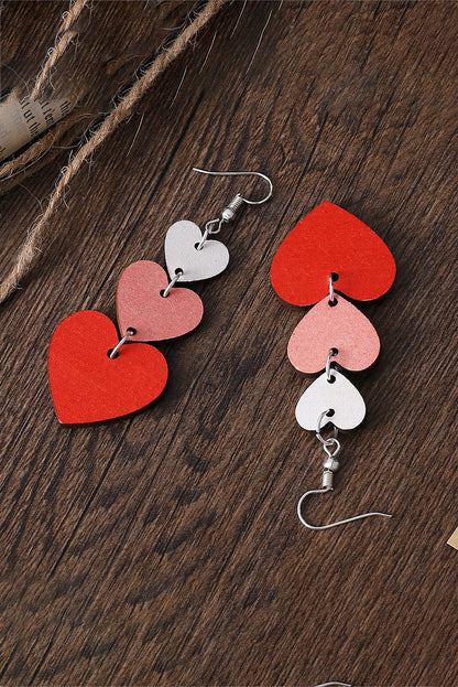 Red Valentines Day Heart Shape Tiered Dangle Earring - Snoopy's Closet