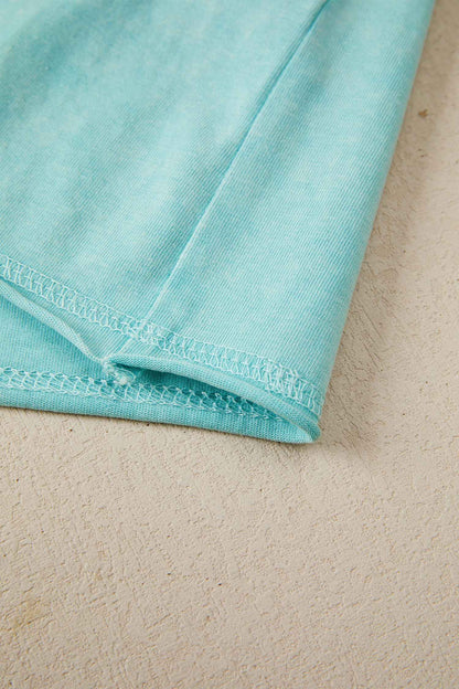 Mint Green Mineral Wash Raglan Sleeve Boxy Fit Cropped Tee