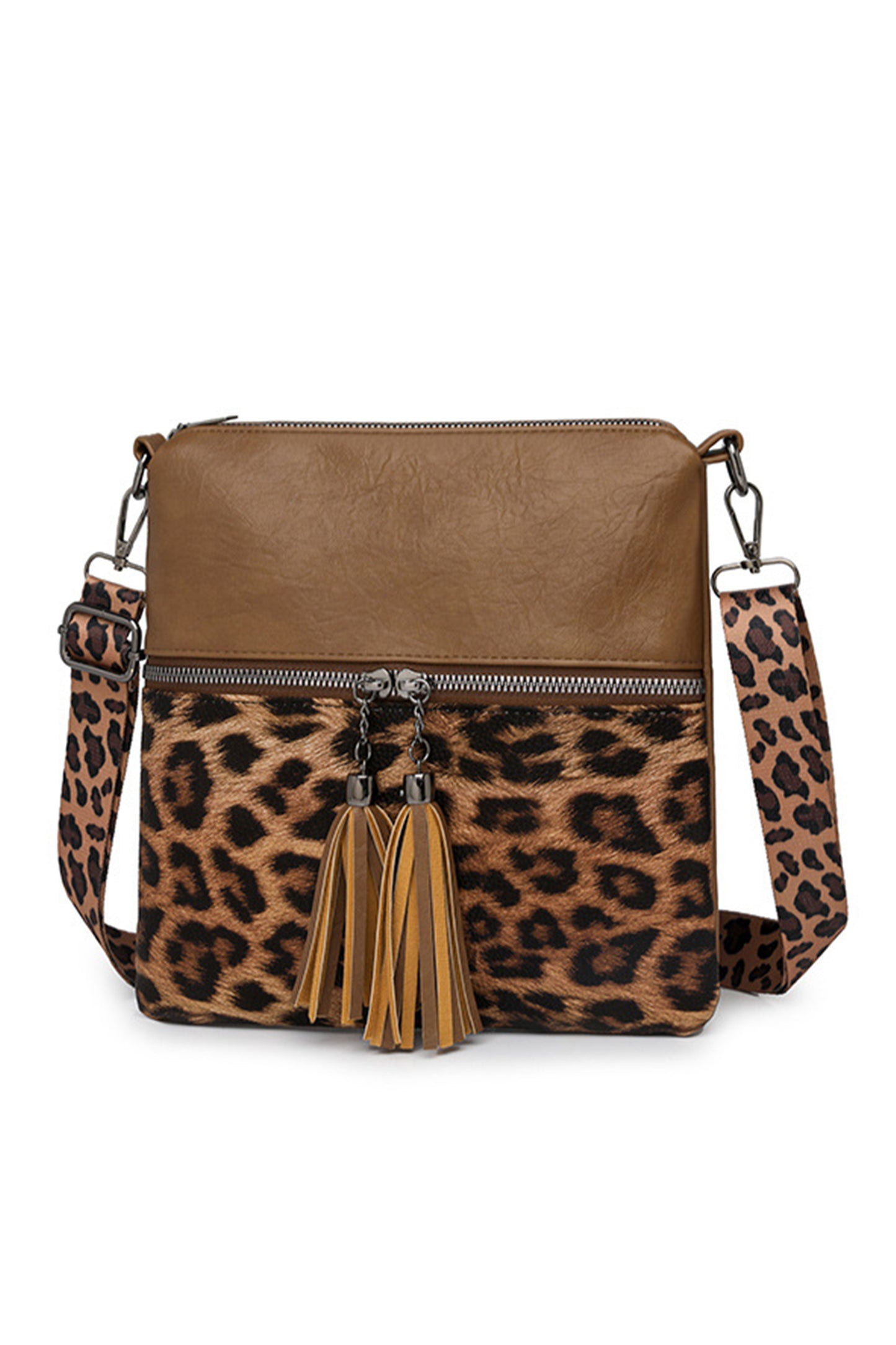 Coffee Leopard Contrast PU Leather Single Shoulder Mini Bag - Snoopy's Closet