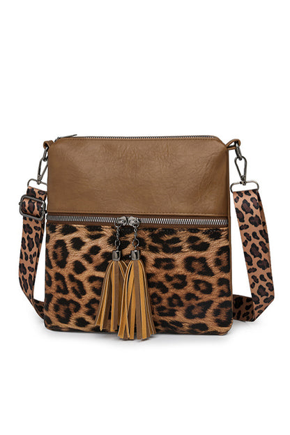 Coffee Leopard Contrast PU Leather Single Shoulder Mini Bag - Snoopy's Closet