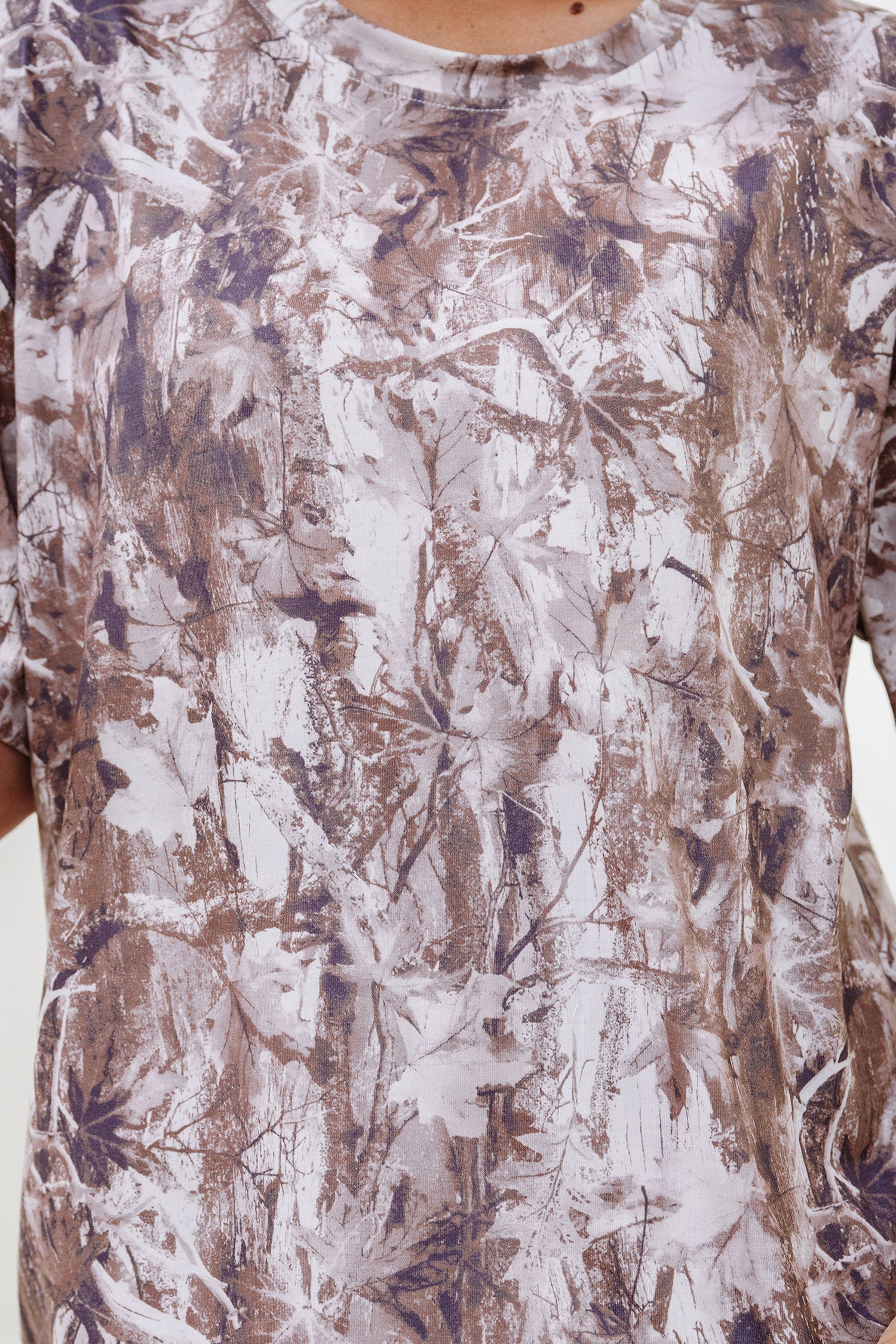 Khaki Camouflage Woodland Print Drop Shoulder Tunic Tee - Snoopy's Closet