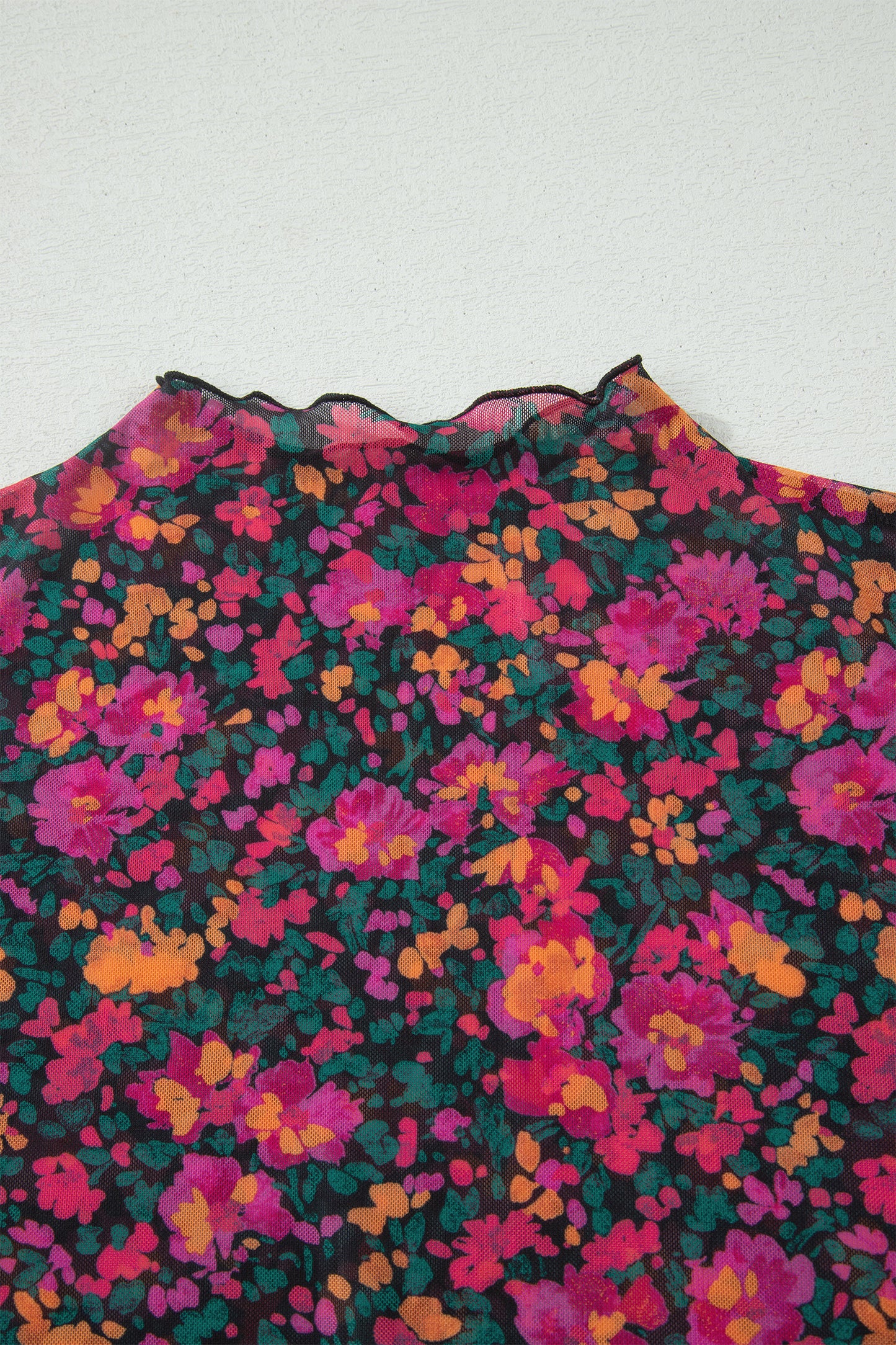 Rose Plus Size Floral Mesh Short Sleeve Top - Snoopy's Closet