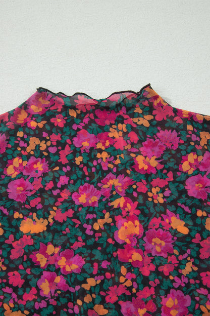 Rose Plus Size Floral Mesh Short Sleeve Top - Snoopy's Closet