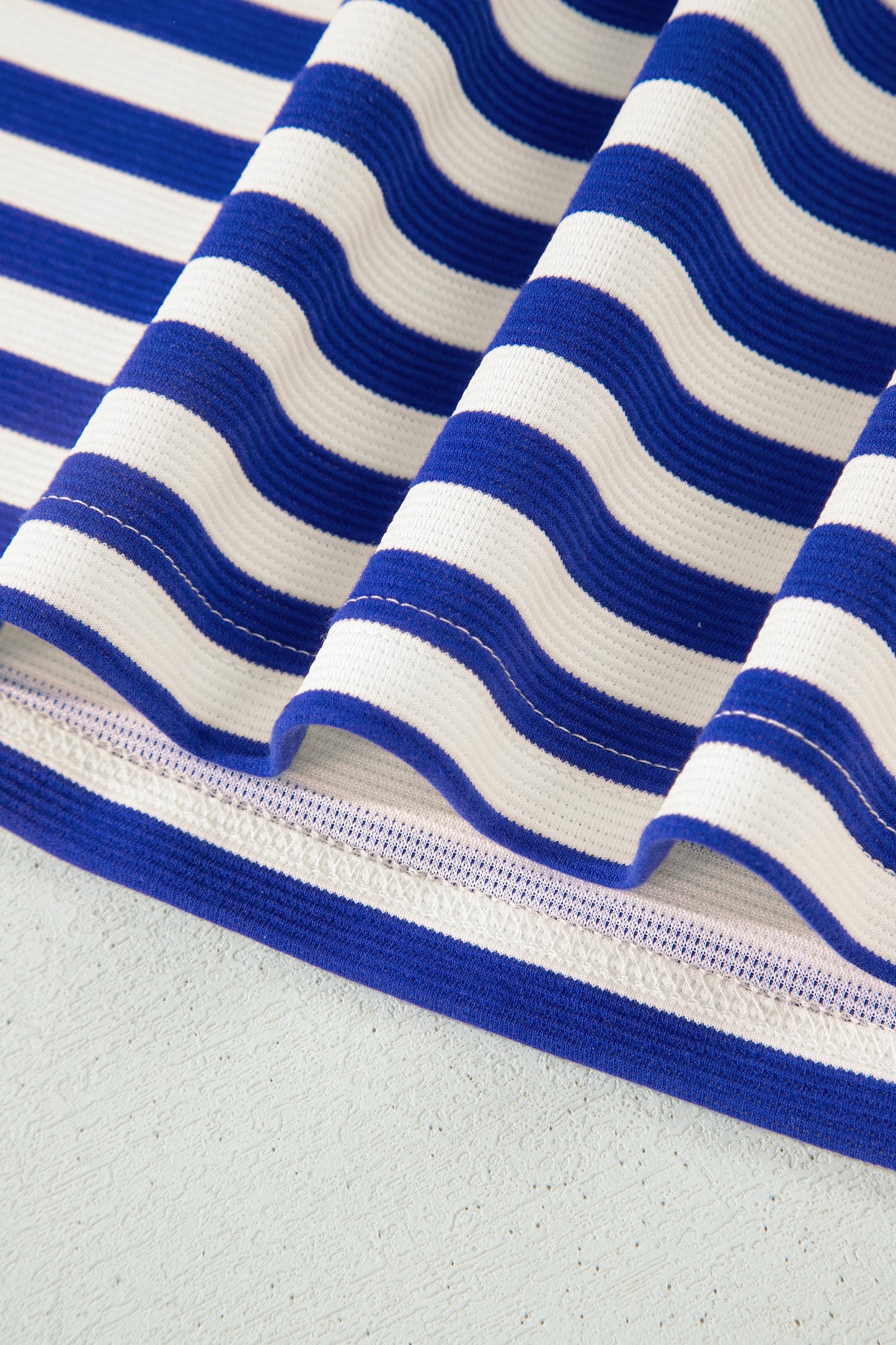 Dark Blue Textured Stripe Print Contrast Trim Zip Collar Sleeveless 2pcs Skort Set - Snoopy's Closet