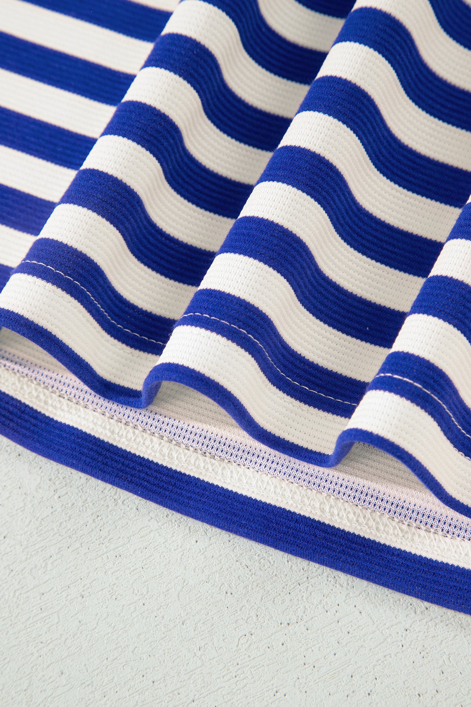 Dark Blue Textured Stripe Print Contrast Trim Zip Collar Sleeveless 2pcs Skort Set - Snoopy's Closet