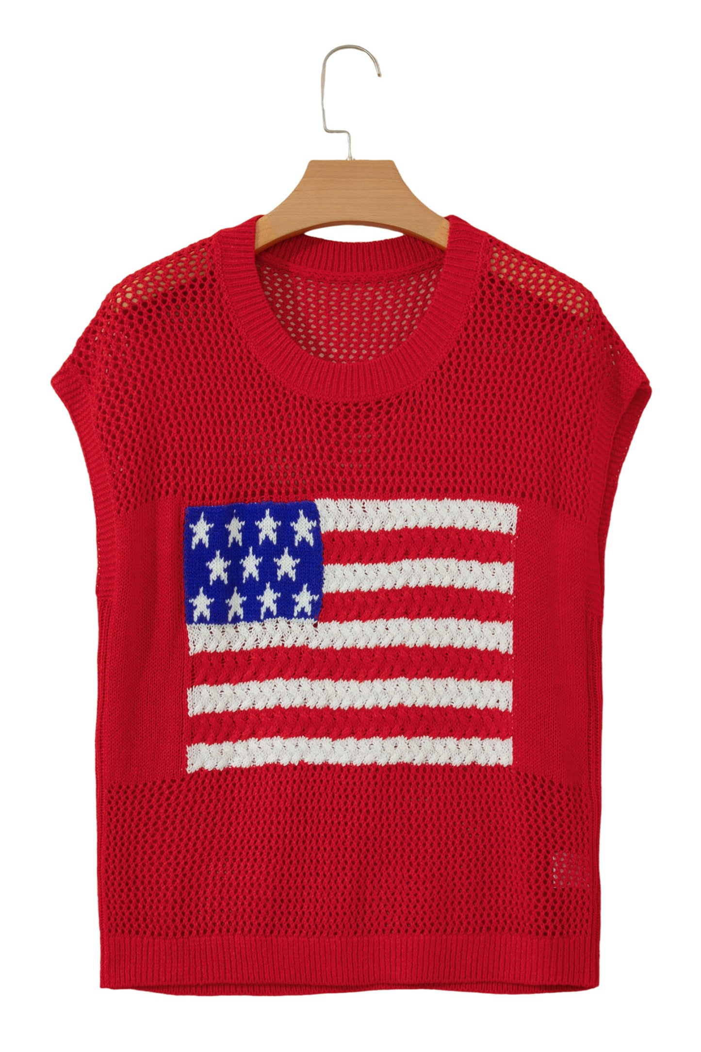 Fiery Red Flag Graphic Short Sleeve Sweater Top - Snoopy's Closet