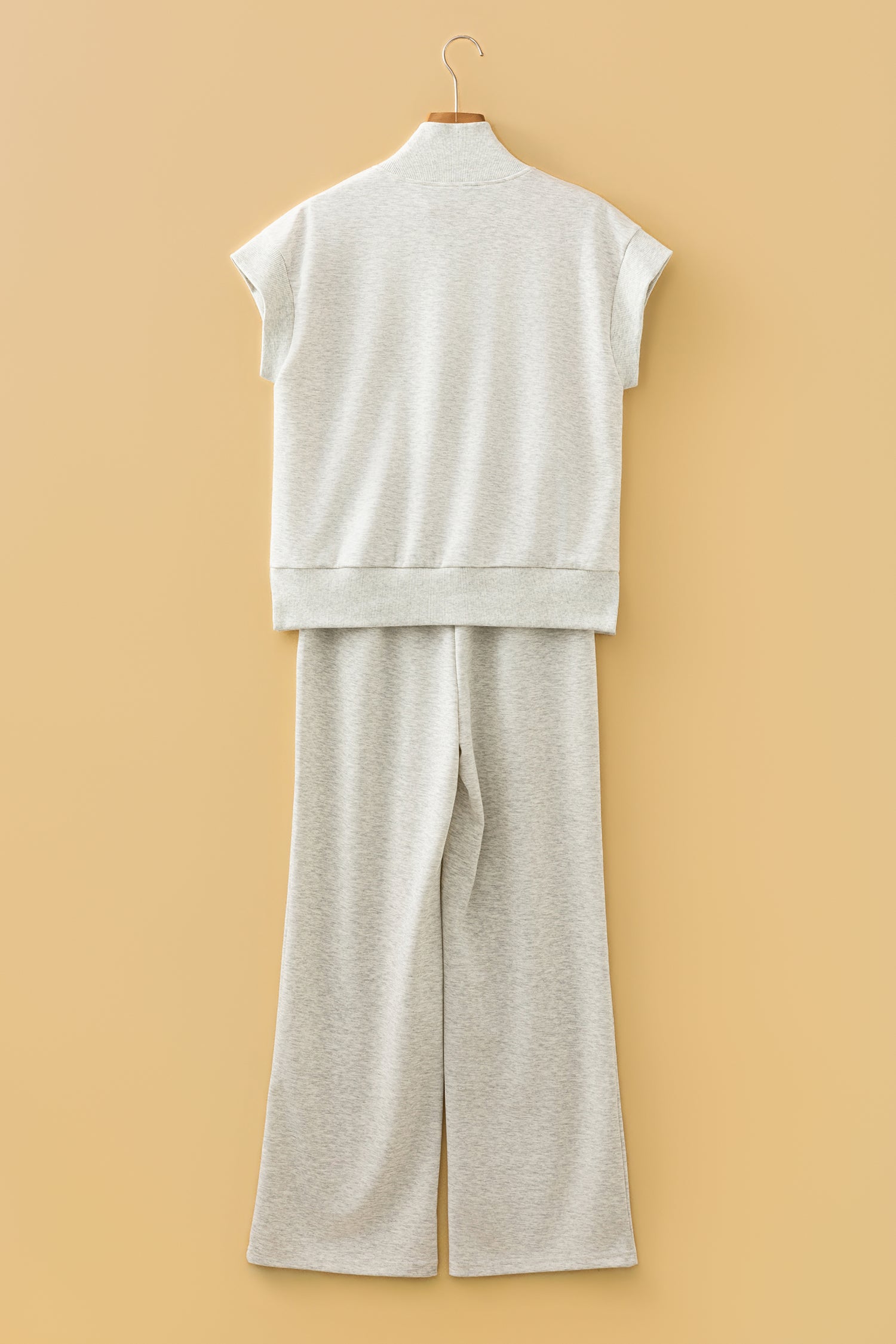 Light Grey Half Zip Polo Tee Casual Pant Set - Snoopy's Closet