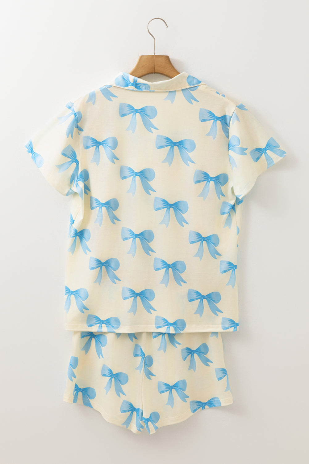 Yellow Bow Printed Short Sleeve Shirt Shorts Pajama Set - Snoopy's Closet