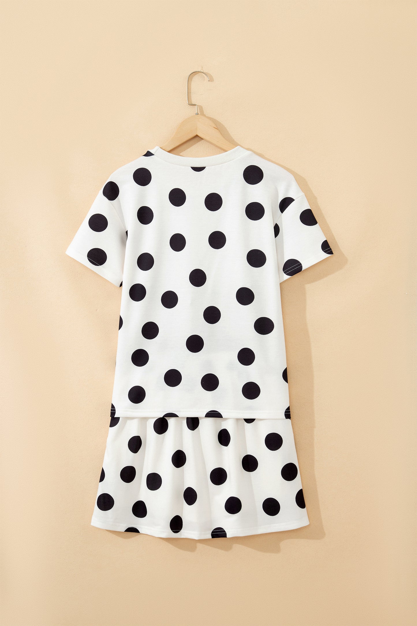 White Polka Dot Short Sleeve Top Casual Skort 2pcs Outfit - Snoopy's Closet
