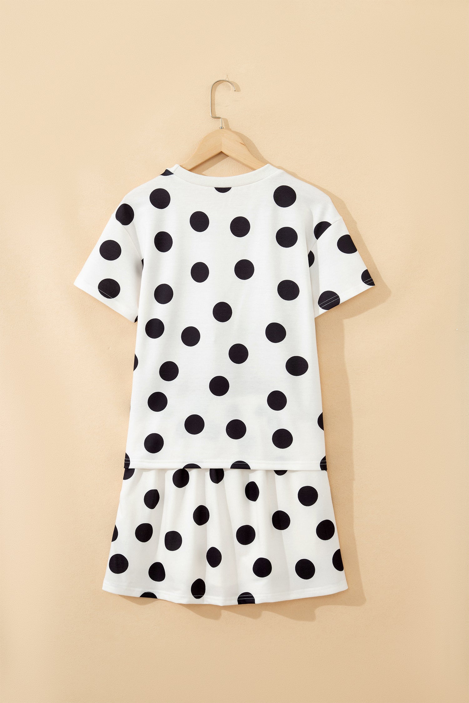 White Polka Dot Short Sleeve Top Casual Skort 2pcs Outfit - Snoopy's Closet