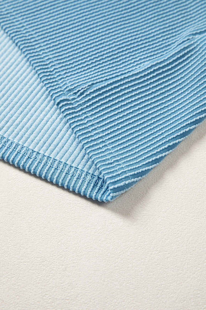 Beau Blue USA Graphic Half Sleeve Loose Ribbed Top