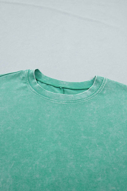 Dark Grey Solid Color Cotton Mineral Washed Oversize Tee