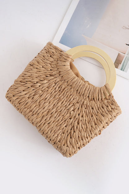 Camel Retro Straw Woven Handle Bag - Snoopy's Closet