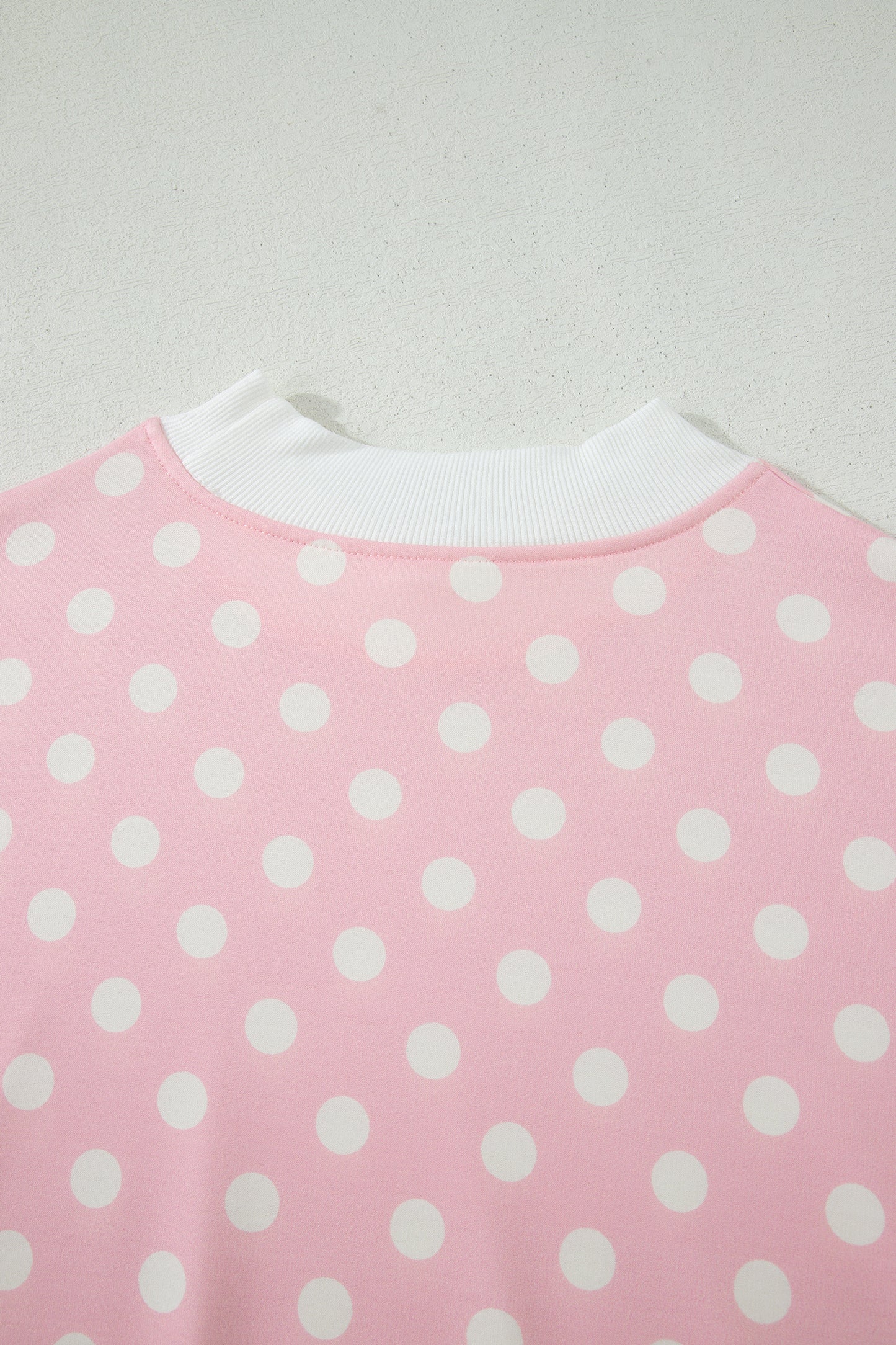 Pink Polka Dot Print Mock Neck Short Sleeve Top Shift Pant Set