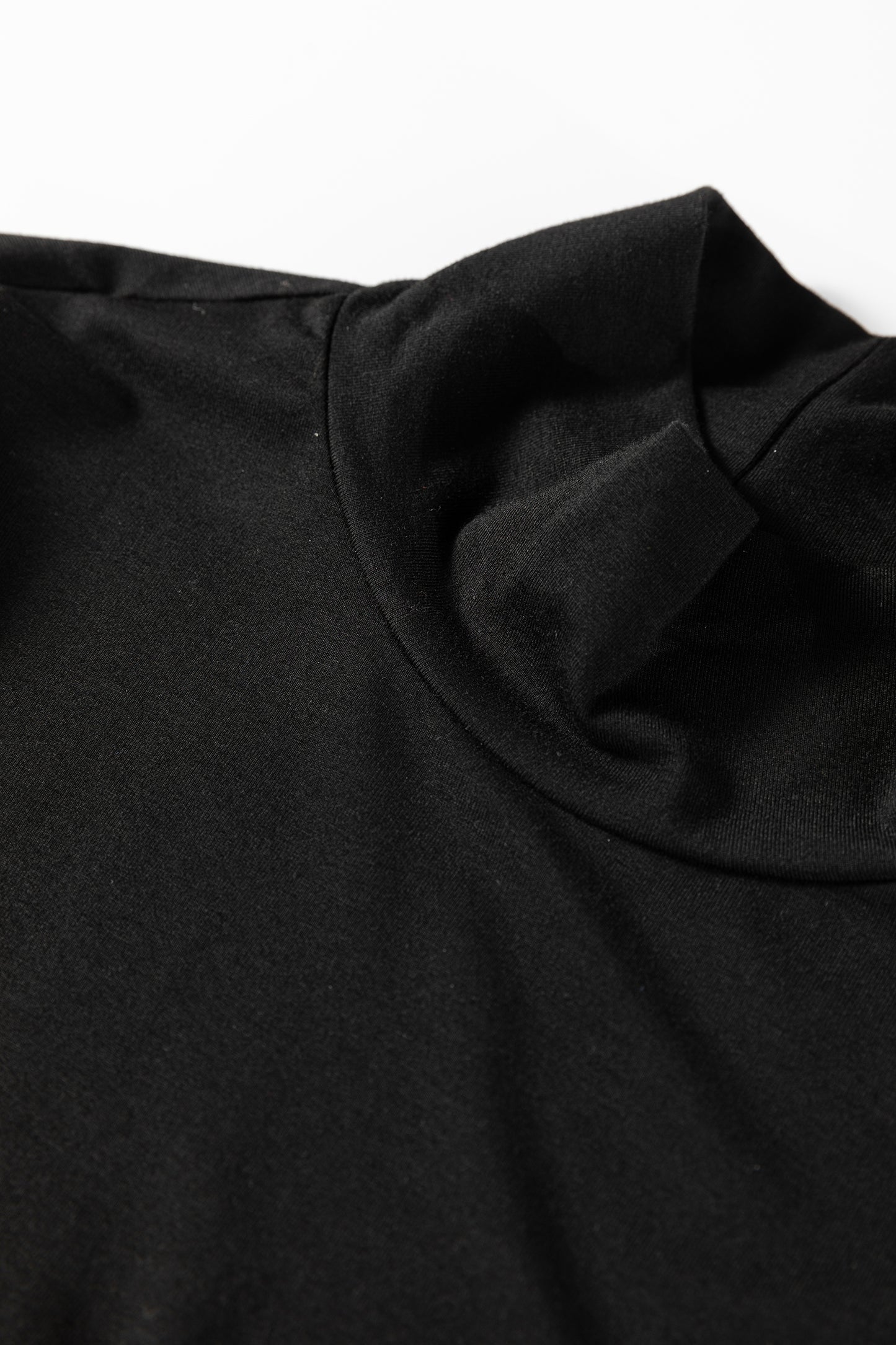 Black Slim Fit High Neck Long Sleeve Basic Top - Snoopy's Closet