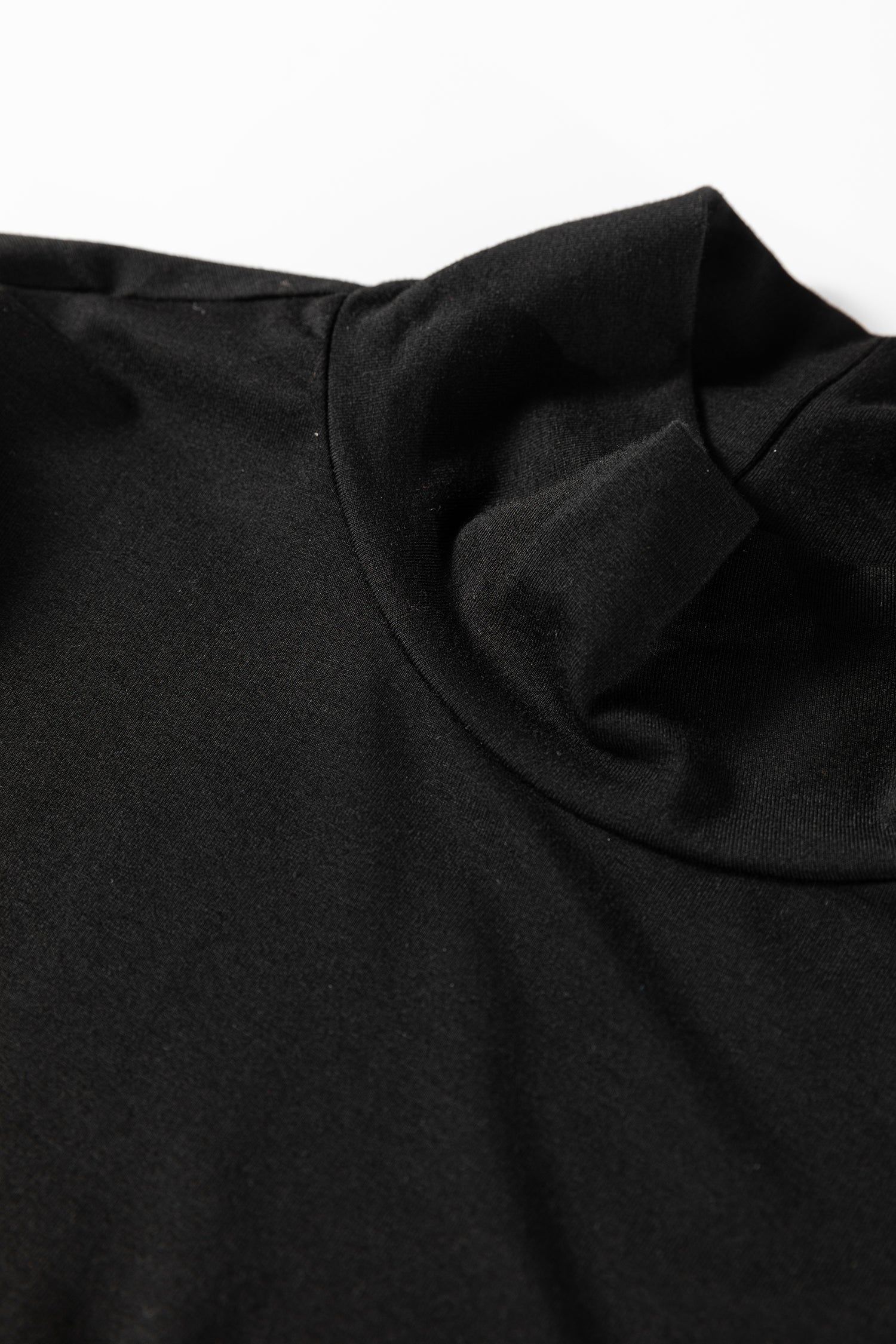 Black Slim Fit High Neck Long Sleeve Basic Top - Snoopy's Closet