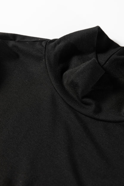 Black Slim Fit High Neck Long Sleeve Basic Top - Snoopy's Closet