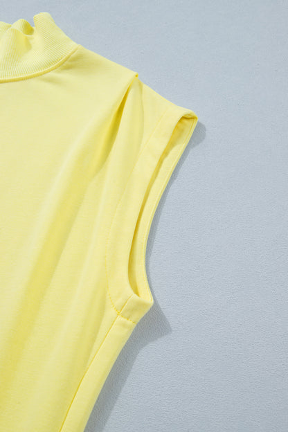 Mint Green Solid Color High Neck Cap Sleeve Loose Top - Snoopy's Closet