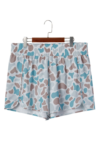Pantalones cortos deportivos de camuflaje de talla grande con cintura elástica y multicolores