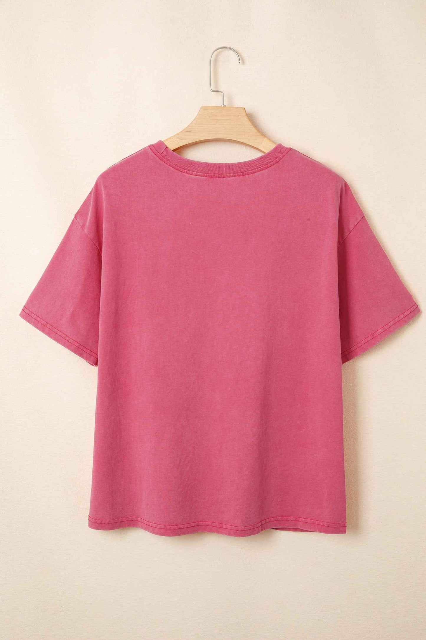 Red Independence Day Star Printed Mineral Wash T Shirt