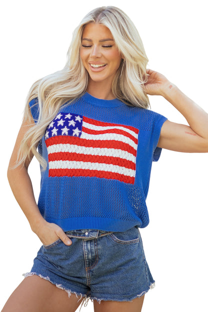 Fiery Red Flag Graphic Short Sleeve Sweater Top - Snoopy's Closet