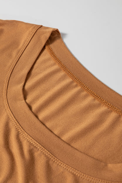 Chestnut Solid Color Long Sleeve Fitted Top - Snoopy's Closet